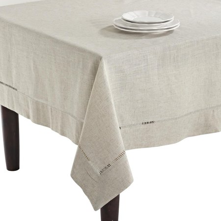 SARO LIFESTYLE SARO  65 x 180 in. Rectangle Toscana Linen Blend Tablecloth - Natural 731.N65160B